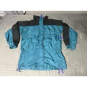 Vntg Columbia Jacket Mens Med Teal Purple 3 in 1 Parka Ski Snow 90s- Description